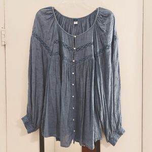Old Navy EUC Woman's Long Sleeve Blouse Size 2X Blue
